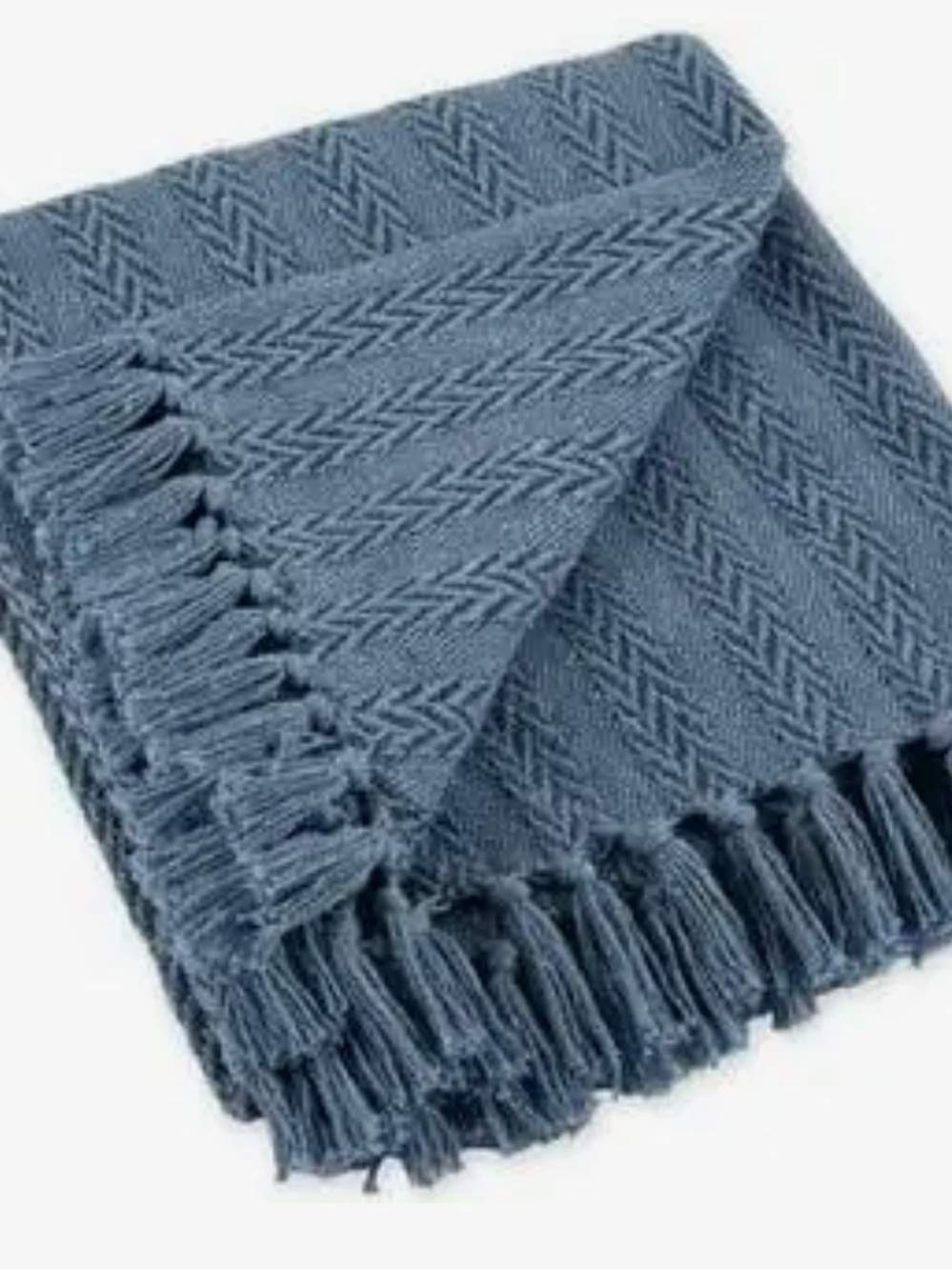 NEW DII Industrial Tonal Textured 100% Cotton Woven Throw in French Blue